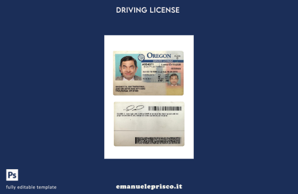 verified style modello presente patente di guida USA Oregon stile verificato template